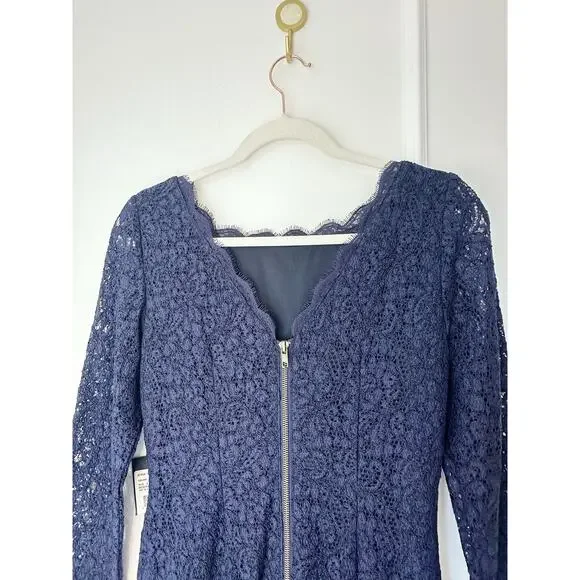 NWT Adriana Papel Long Sleeve Navy blue lace Maxi Dress size 6 - Picture 5 of 12